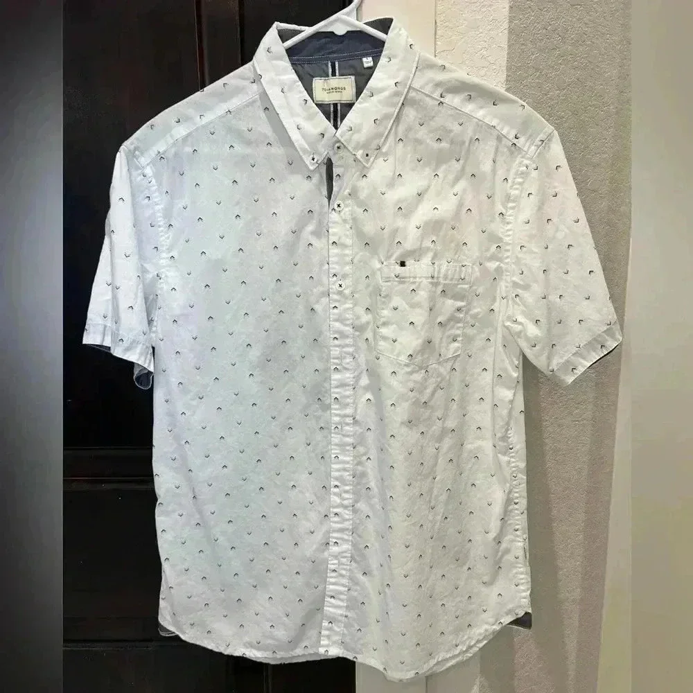 7 Diamond Men’s Suden Impact Short Sleeve Button-Up Shirt/White-SZ Large
